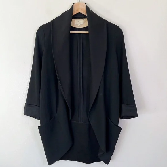 Aritzia Wilfred CHEVALIER JACKET Open Front Black Blazer - Picture 2 of 13